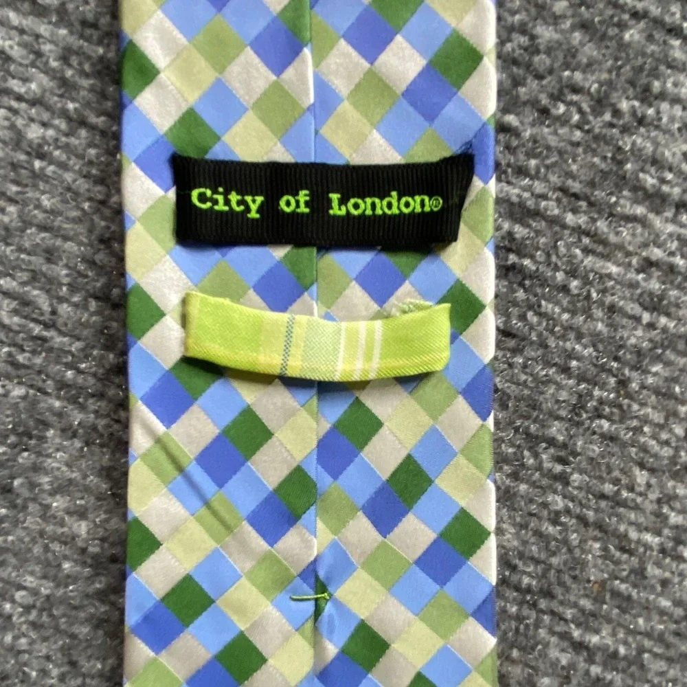 City Of London‎ Tie Mens Multicolor Plaid Preppy Ivy League Career Silk Business